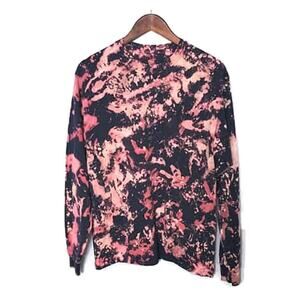 Upcycled Bleached Tie Dye Blue Long Sleeve Shirt Sz Medium